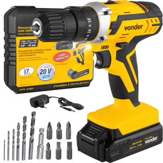 Parafusadeira Furadeira de Impacto 20v Sem Fio Com Maleta Broca e Bits PFV238I Vonder em Oferta na Shopee
