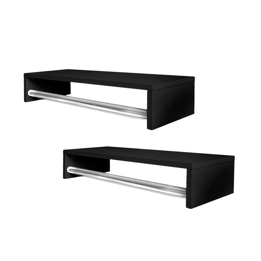 Kit 2 Cabideiros Arara de Parede 60cm Preto Arara De Parede Cabideiro de Parede Cabideiro d Parede