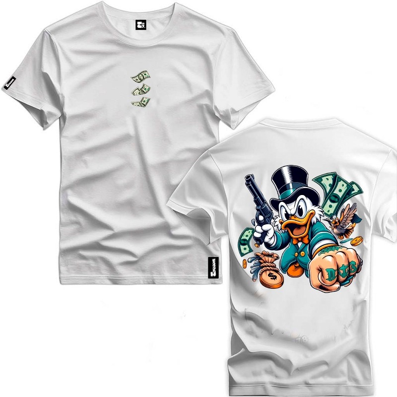 Camisa Masculina Tio Patinhas Money Pistol Camiseta Algodao Premium Exclusiva