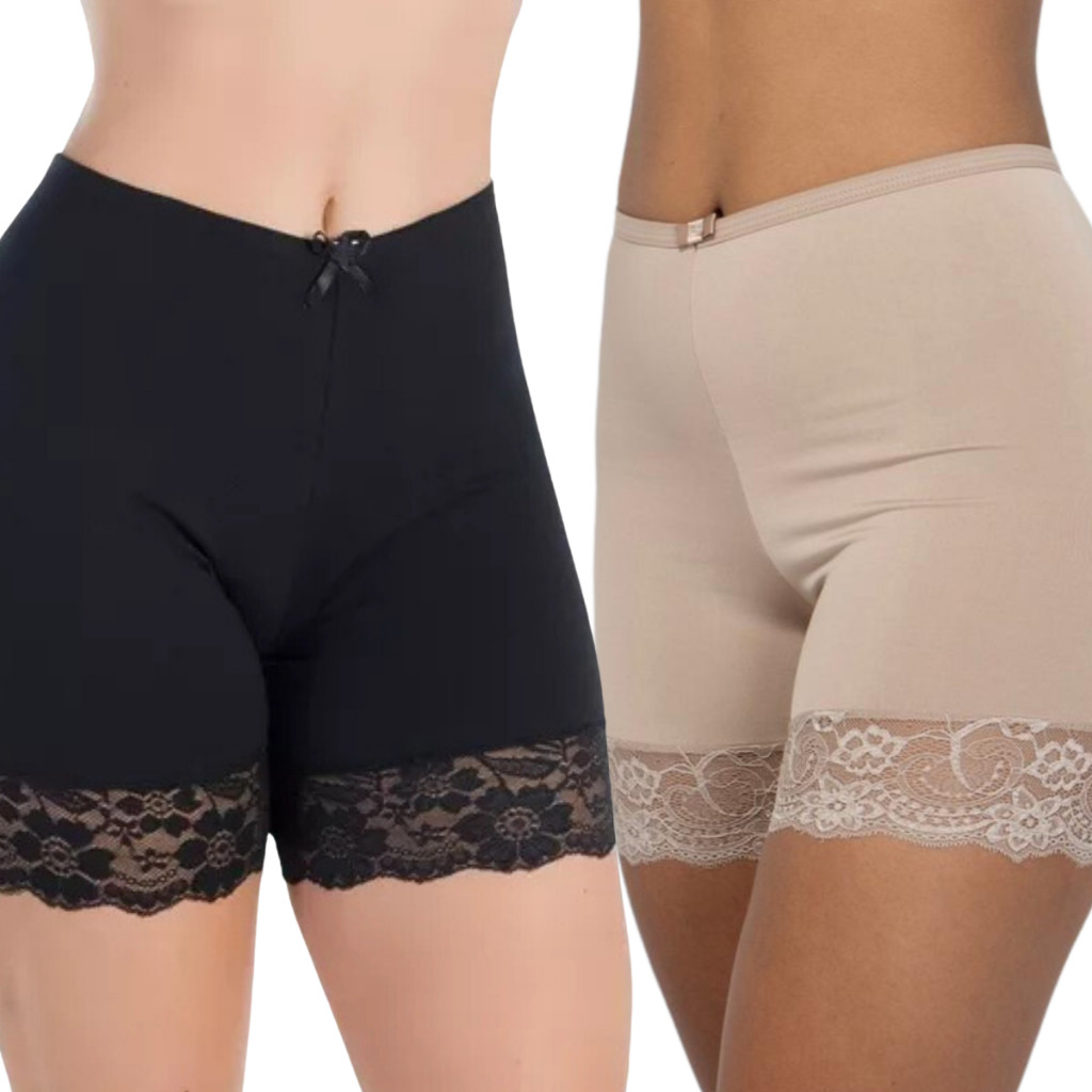 Kit 2 Short Anagua Short Feminino Segunda Pele Com Renda Para Saia Vestido Bermuda Microfibra Lingerie Moda
