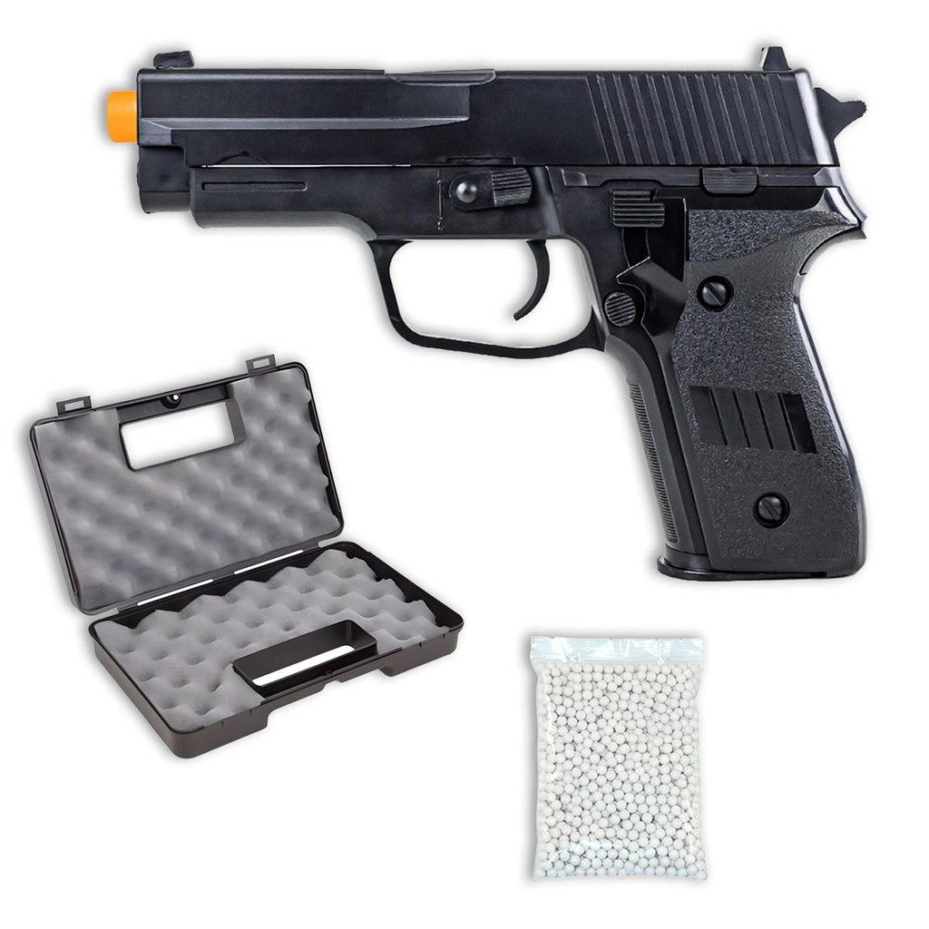 Pistola de Airsoft Spring P226 6mm – Vigor + Esferas 0,12g + Maleta - Sports & Outdoors