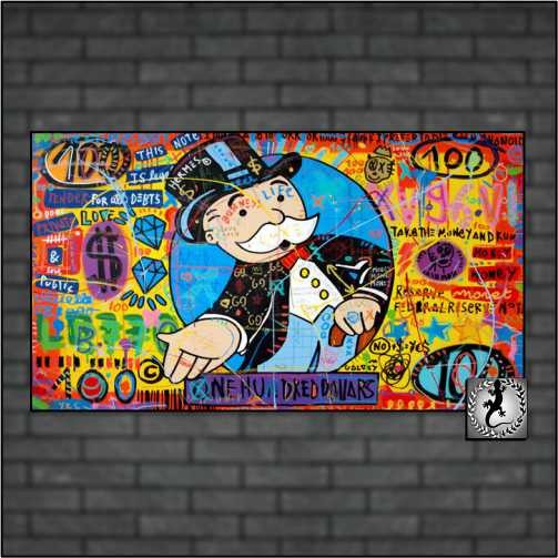 Quadro Decorativo Monopoly Dinheiro Ostentação   1 Peça Mdf 20x30  Alta Qualidade Full Hd