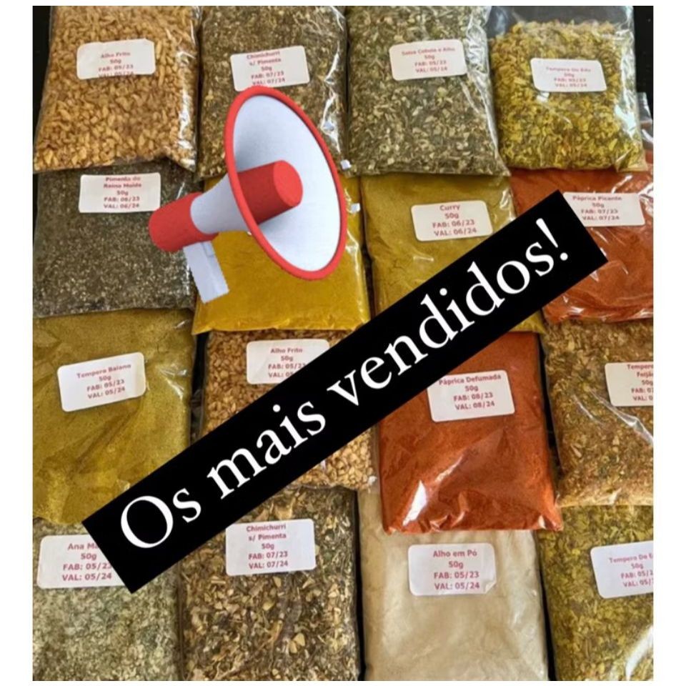 KIT TEMPERO MAIS VENDIDOS 15 UNIDADE DE 30G CADA