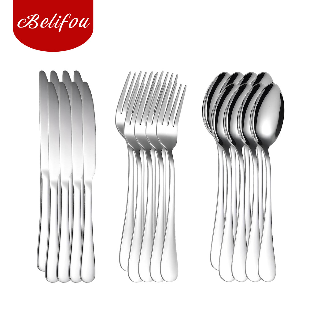 Belifou Kit 24 Jogo De Talheres Para Bife Aço Inoxidável 416 Prata em Oferta na Shopee