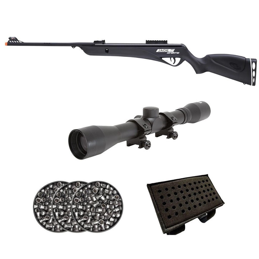 Carabina de Pressão Jade Pro Nitro Preta 5.5mm - CBC + Luneta 4x32 + 3 Chumbo + Porta Chumbo