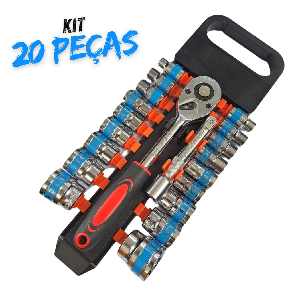 KIT 20 Ferramentas Chave Catraca 1/2 CrV Soquetes 8MM a 30MM com Extensor 5 Pol Profissional Robusto em Oferta na Shopee