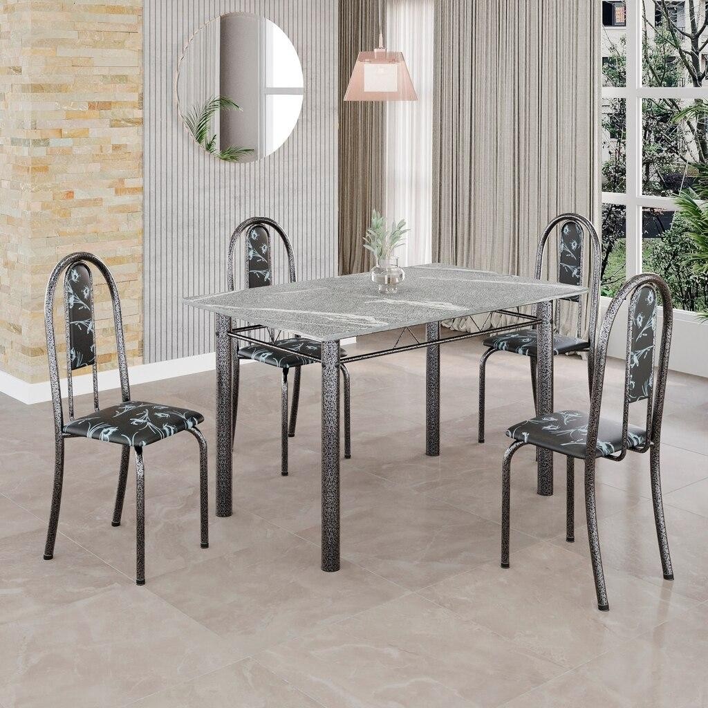 Mesa Tubular 020 Isabel 100x60 Granito Topázio 4 Cad Prata