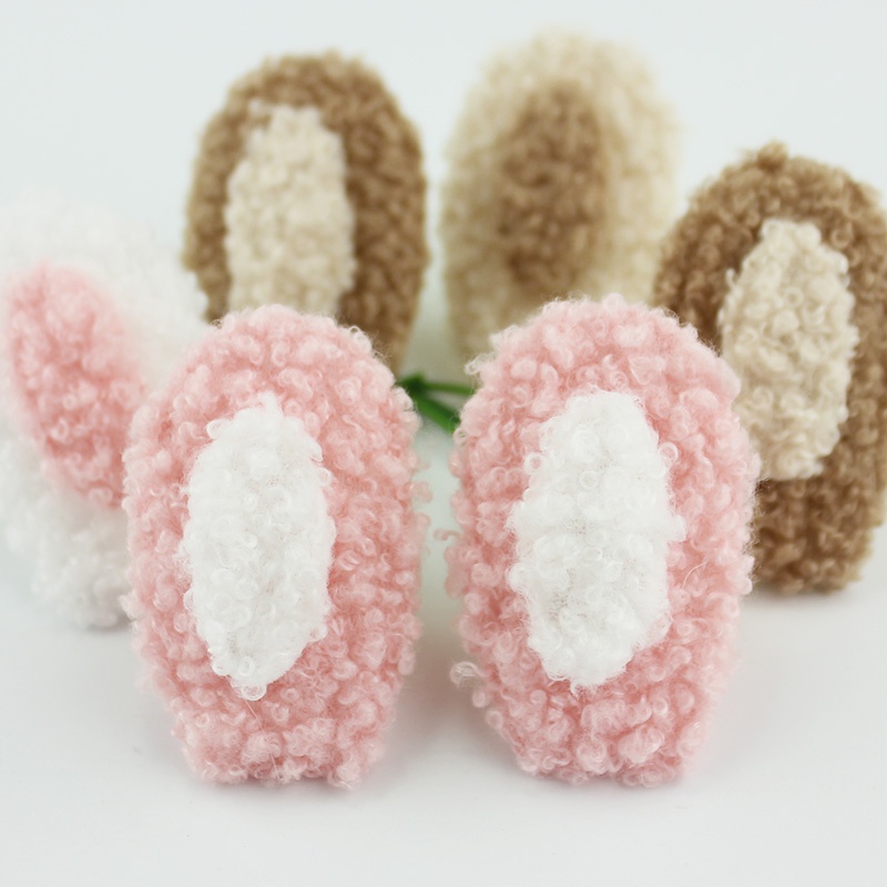 32 Pçs 3.5 * 5.5cm Artesanal Teddy Pelúcia Orelhas De Coelho Apliques Acolchoados Para DIY Headwear Hairpin Artesanato D