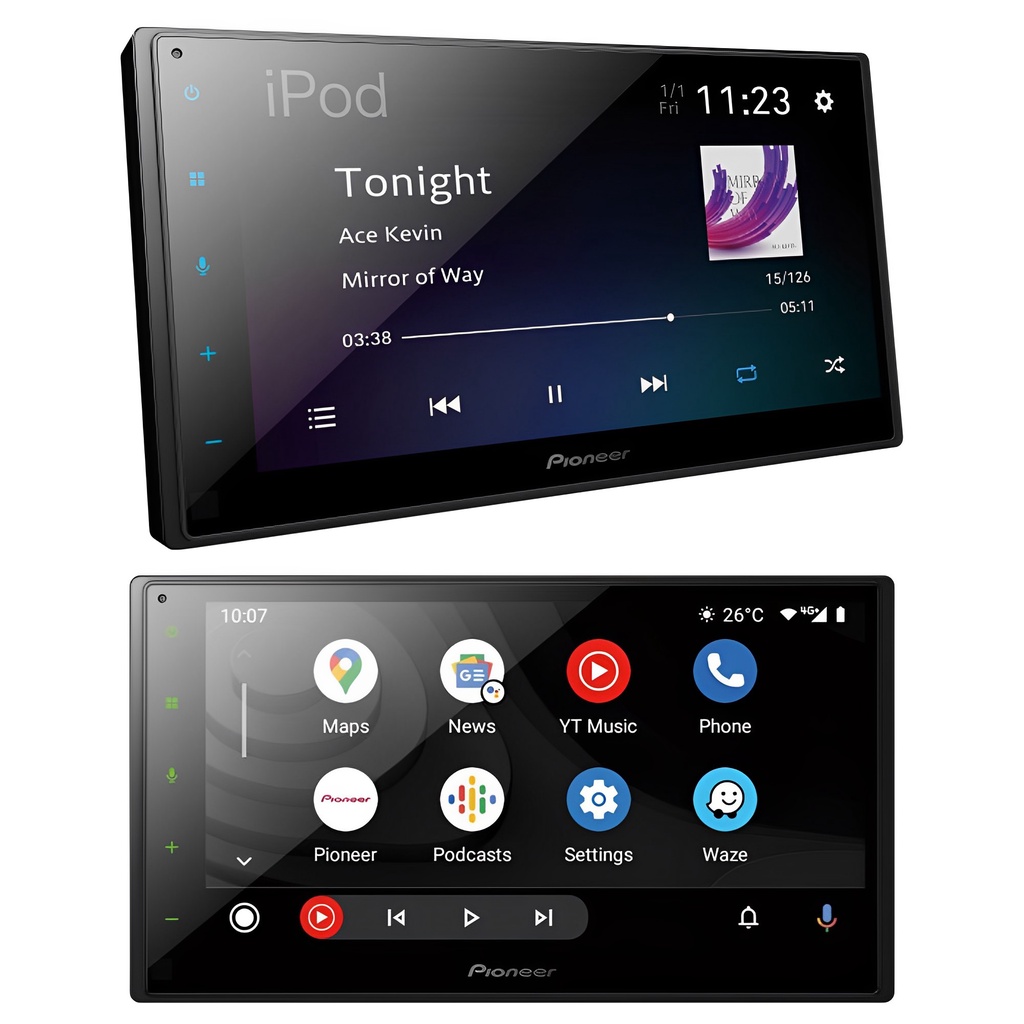 Central Multimídia Pioneer DMH-A5450BT 2DIN 6.8 Pol, touch screen, Espelhamento Android e IOS, Bluetooth, FM, USB, Wi-Fi