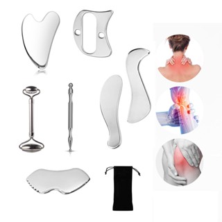 Ferramenta De Massagem Facial Gua Sha De Aço Inoxidável Raspador Corporal Músculos Para Raspagem Profunda De Tecido Liberação Miofascial