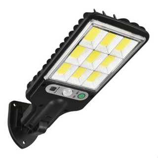 Kit 2 Mini Luminária Solar Poste 21W Parede Refletor 72 Cob Sensor Cor Preto