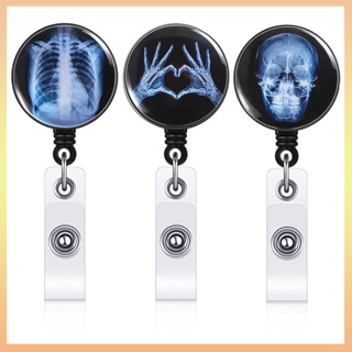 Carretel De Crachá De Raio X Retrátil De Radiologia Técnica De Halloween Osso , Esqueleto , Crânio , Enfermeira Médica em Oferta na Shopee