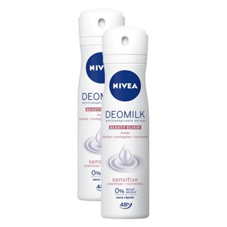 Kit 2X 150ml Desodorante Nivea Deomilk Beauty Elixir Sensitive Aerosol Antitranspirante 48h