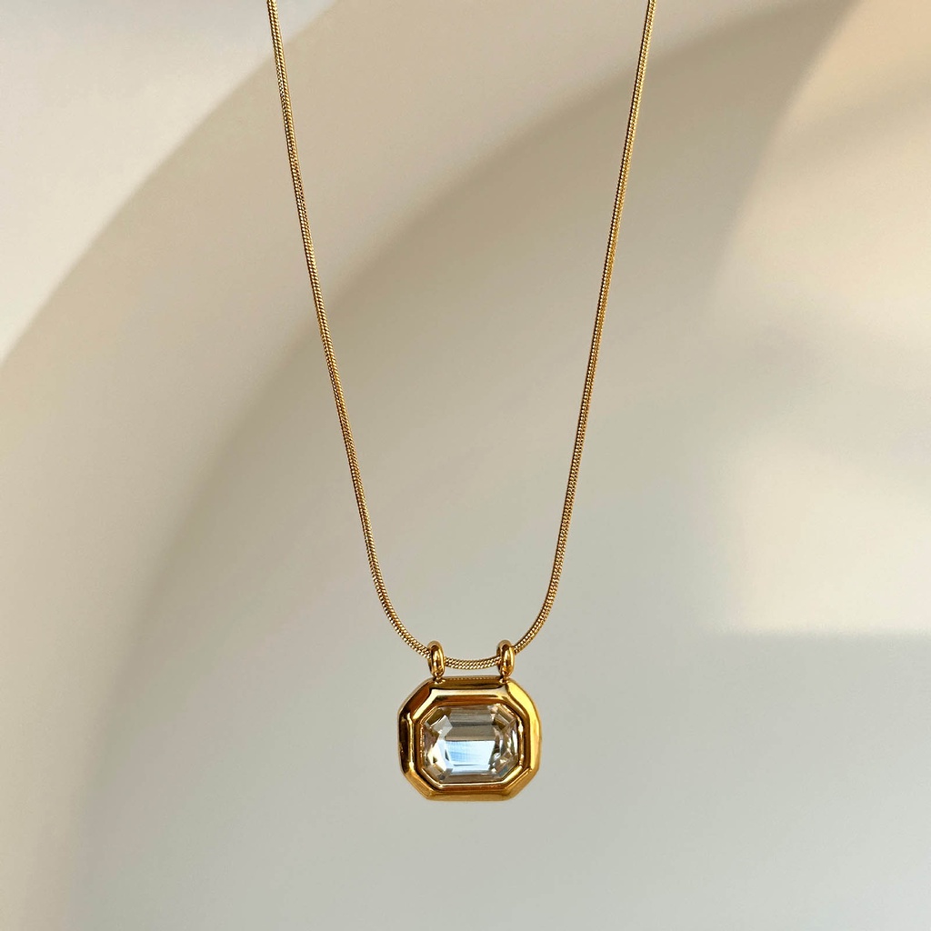 Pingente Vnox White Sugar Zircon Para Mulheres , Colar De Cobra Redonda De Ouro 18K , Ins Fashion Jewelry