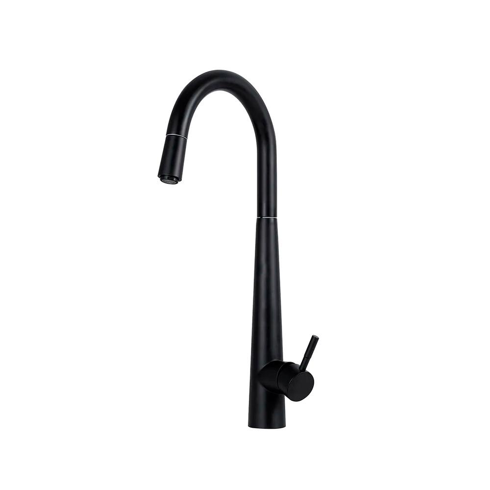 Torneira para cozinha Gourmet Misturador Monocomando Extensível em Aço inox Escovado Apurema Pingoo - Preto - Home & Living