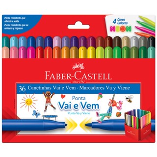 Caneta hidrográfica ponta vai e vem 15.0136VVZF com 36 cores Faber-Castell