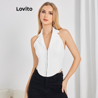 Lovito Top Regata com Ombro de Fora para Mulheres LBE04131 (Branco)
