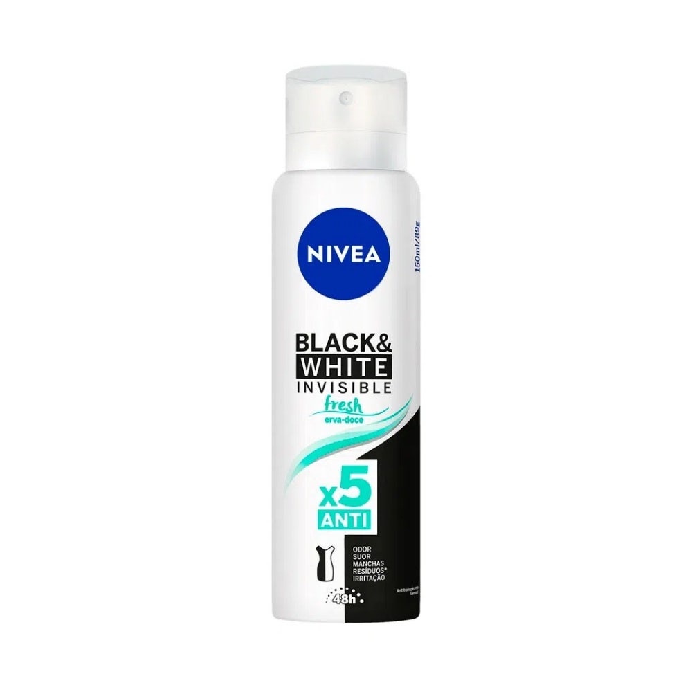 Desodorante Aerossol Nivea Feminino Black White Fresh 150ml em Oferta na Shopee