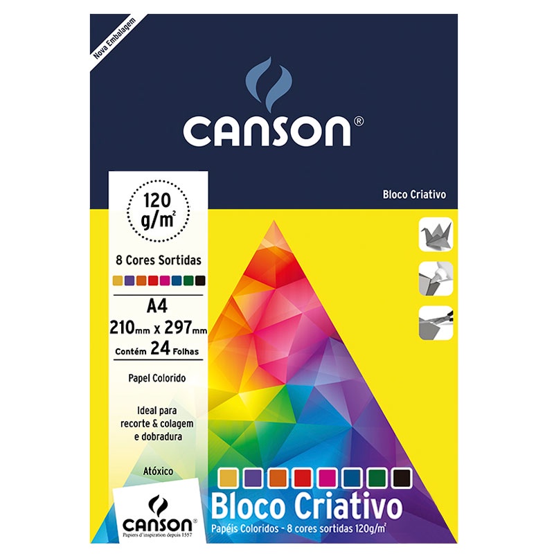 Bloco Criativo Cards A4 120g 8 cores 24fls Canson em Oferta na Shopee