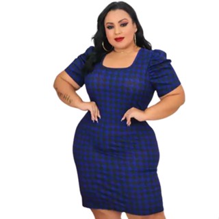 Vestido Feminino Plus Size Princesa Azul Bic Estampado