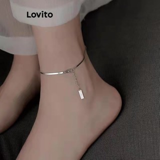 Lovito Casual Tornozeleira Feminina Lisa de Metal LFA01025 (Prateado)