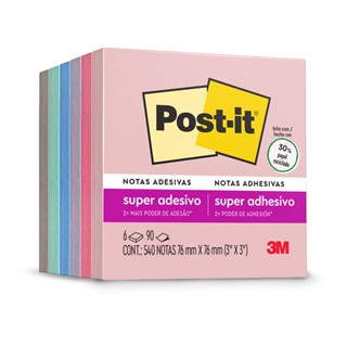 Bloco de notas adesivas Post-it coleção para viajar 76x76mm 540 folhas 3M