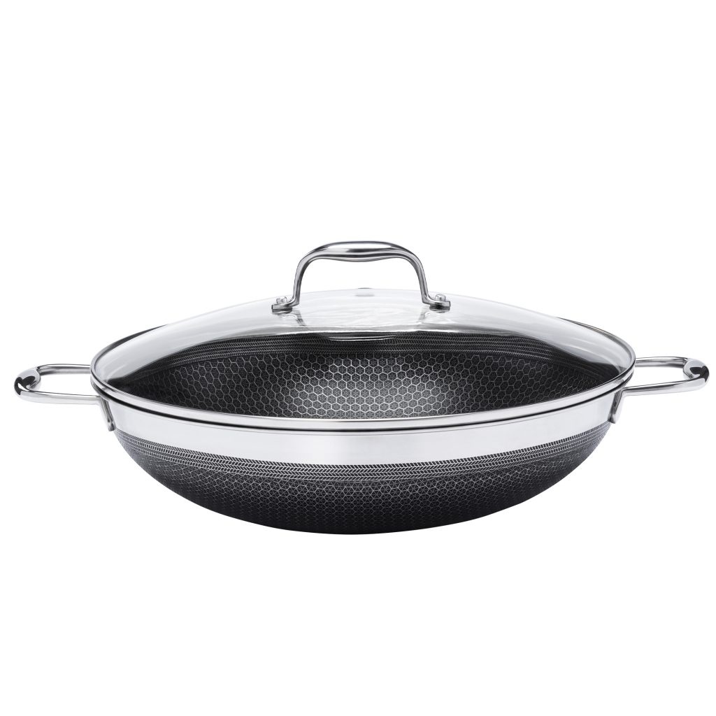 Panela Caçarola Wok em Aço Inox 34cm 5,9 Litros Hive CookingPro Oxford