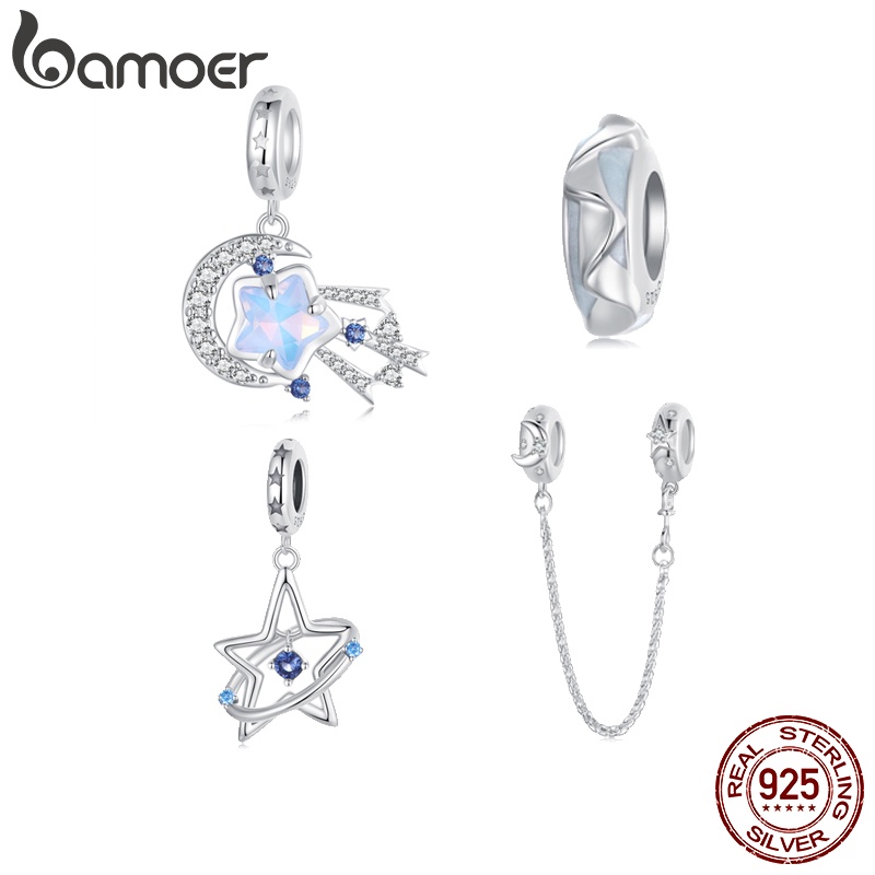Bamoer 925 Sterling Sliver Charms Pendants Dreamy Star Trails Design Shooting Collection Acessórios Para Pulseiras DIY - Fashion Accessories