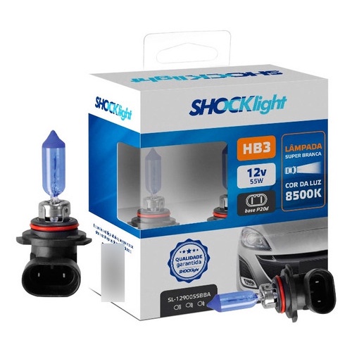 PAR LAMPADA HALOGENA SUPER BRANCA HB3 12V 55W SHOCKLIGHT 12005SBBA em Oferta na Shopee
