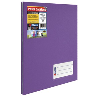Pasta catálogo ofício 168 Violeta com 50 plásticos Hemon