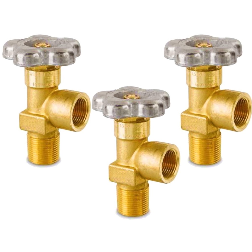 Kit 3 Válvula de Topo para Cilindro de Argônio Mistura Hélio Nitrogênio Rosca 3/4" 14 NGT CGA580 - Drava