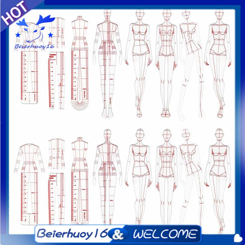 Réguas De Ilustração Da Moda Esboço Modelos Régua De Costura Padrões Humanóides Desenho De Roupas Medição