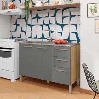 Balcão sem Tampo 3 Portas 2 Gavetas 120cm Versalhes Kits Paraná em Oferta na Shopee