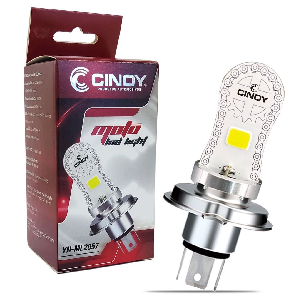 Lâmpada Led H4 Para Moto 6500k 1000Lm 10W Corrente Continua e Alternada 48 Leds em Oferta na Shopee