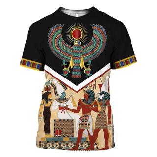2023 Nova Camiseta Masculina Summer Fashion Eyes Egypt Horus Harajuku 3D Impressão Desportiva Casual Unisexo Manga Curta