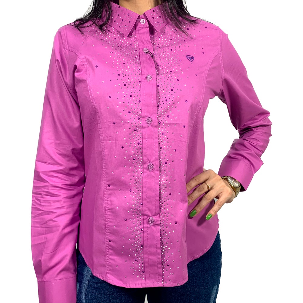 Camisa Radade Feminina Glow Team Com Strass Roxa New