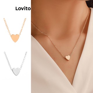 Lovito Casual Simples Colar com Formato de Coração para Mulheres L63AD013 (Dourado/Prata)
