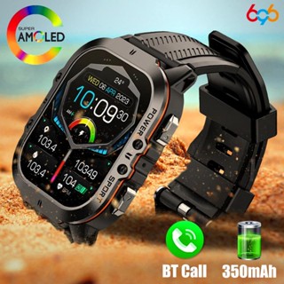 6966 Esportes Ao Ar Livre 1.96 " AMOLED Homens Blue Tooth Call Smart Watch Freqüência Cardíaca 1ATM Pulseira À Prova D
