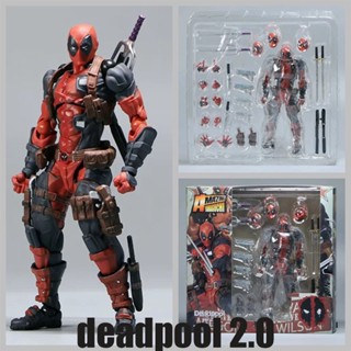 Figura De Ação Deadpool Marvel Revoltech 025EX 2.0 Mafex NECA Figma Mudança De Face Articulado Modelo Bonecas Presente