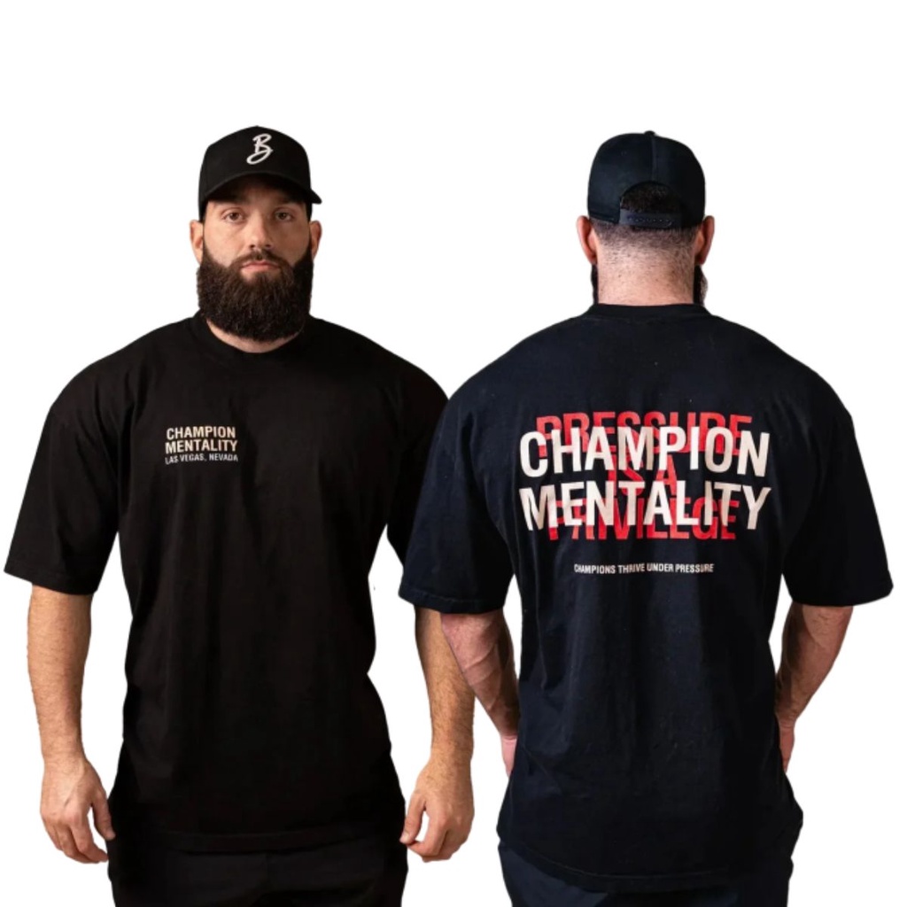 Camiseta Academia Larga Musculação Champion Mentality Oversized Treino 157