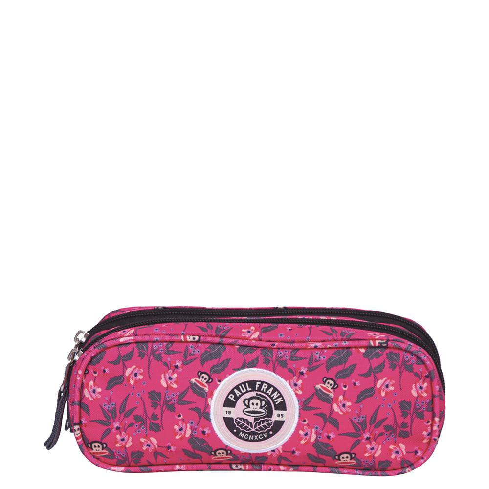 Estojo 2 Compartimentos Paul Frank 21T01 Floral Rosa em Oferta na Shopee
