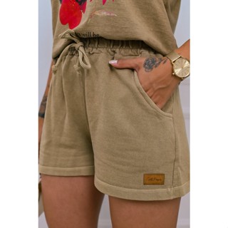 Shorts Feminino Moletom Estonado Verão Soltinho Bolsos