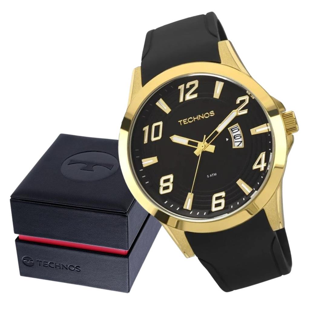 Relógio Masculino Technos Performance Racer Dourado Com Pulseira de Silicone