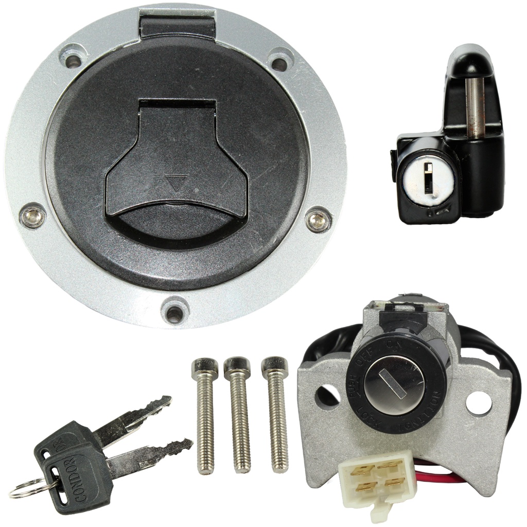 Kit conjunto travas chave ignição CG150 Titan 2014 a 2015 contato tampa do tanque trava do capacete 3 peças