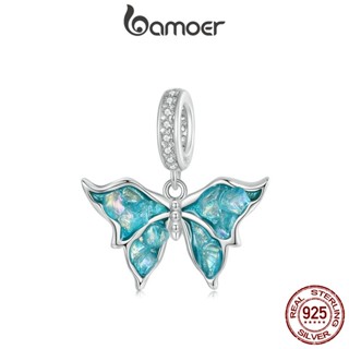 Bamoer 925 Sterling Sliver Charme De Fita Azul Borboleta Cintilante Acessórios Para Pulseira