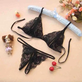 Conjunto De Lingerie De Renda Com Flor / Calcinha Fio Dental XL3772