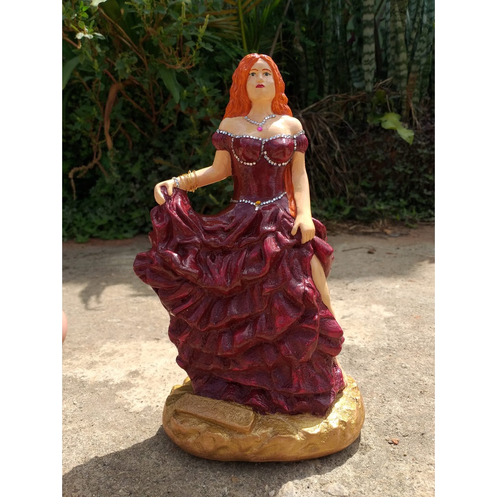 ESCULTURA IMAGEM POMBA GIRA CIGANA EM GESSO 26 CM