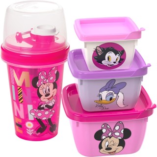 Kit Pote e Garrafa Minnie Rosa Lanche Escolar Infantil