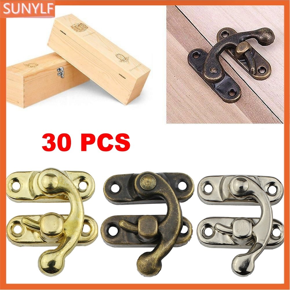 AZP 30pcs Fechadura De Gancho De Ferro Bronze Antigo Hasp Para Mini Caixa De Madeira Jóias em Oferta na Shopee