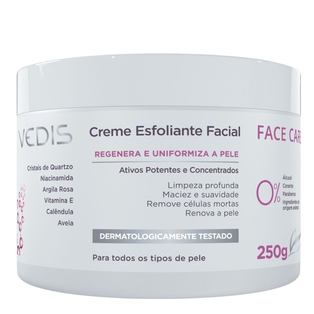 Creme Esfoliante Facial Limpeza de Pele Profunda Face Care Vedis 250g